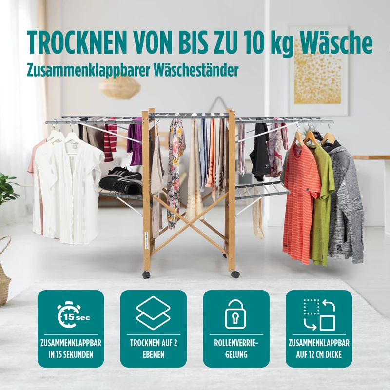 Vitapur Wäscheständer mit Rollen HouseCare