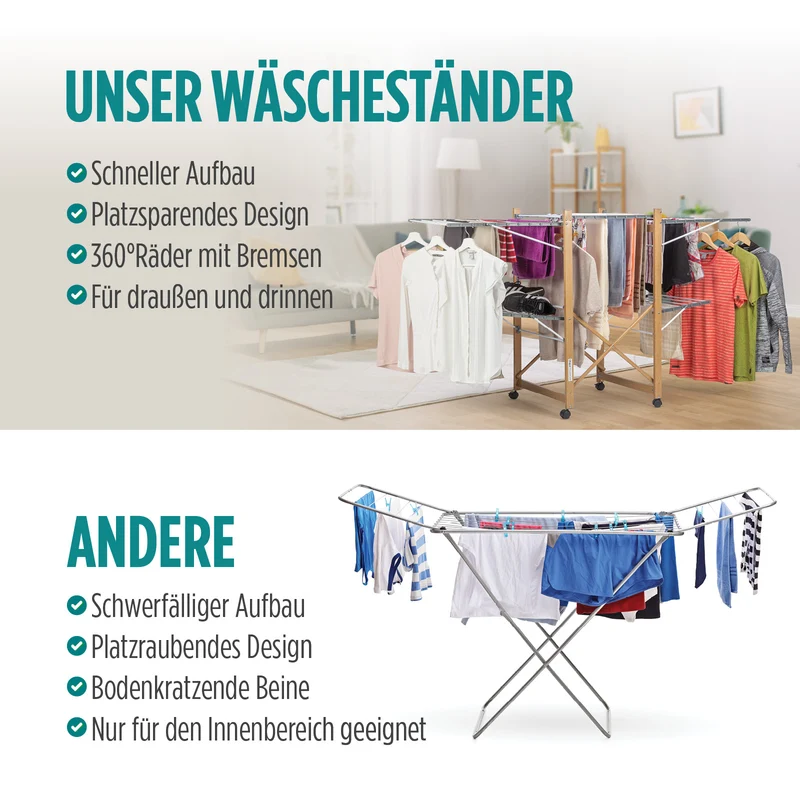 Vitapur Wäscheständer mit Rollen HouseCare