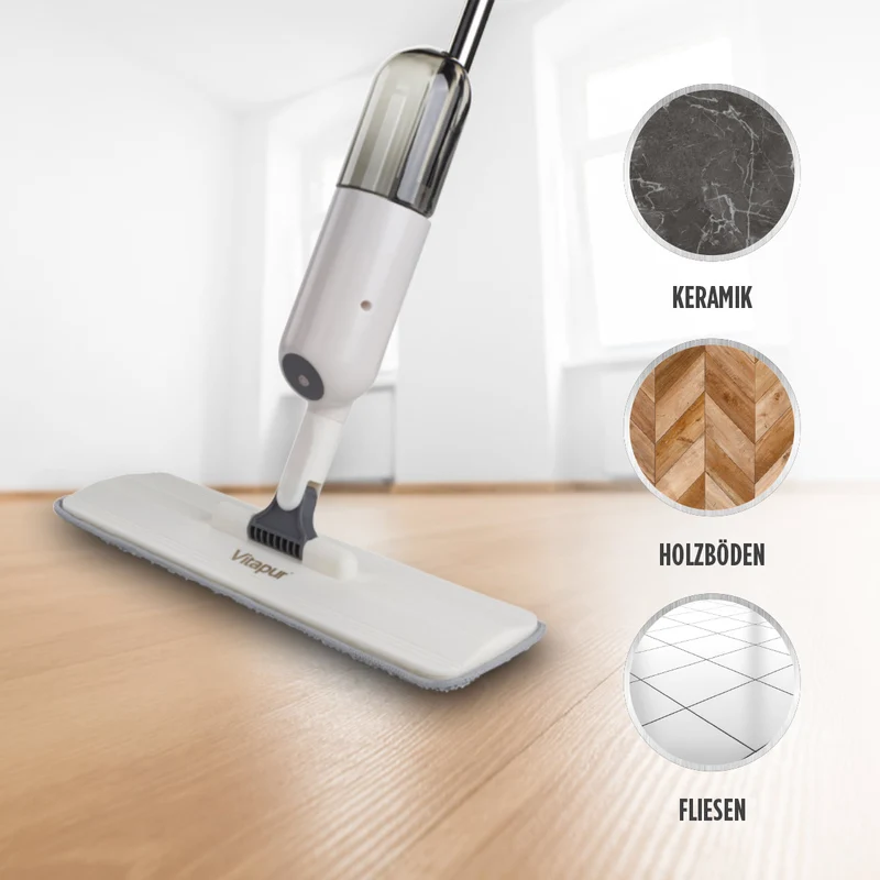 Wischer mit Sprühfunktion mit 2 Pads