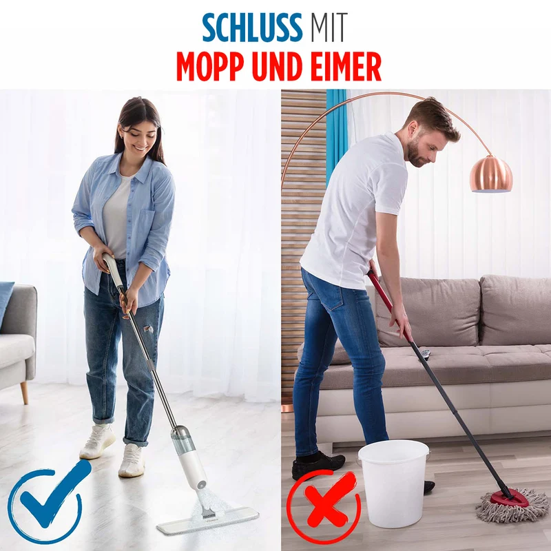 Wischer mit Sprühfunktion mit 2 Pads