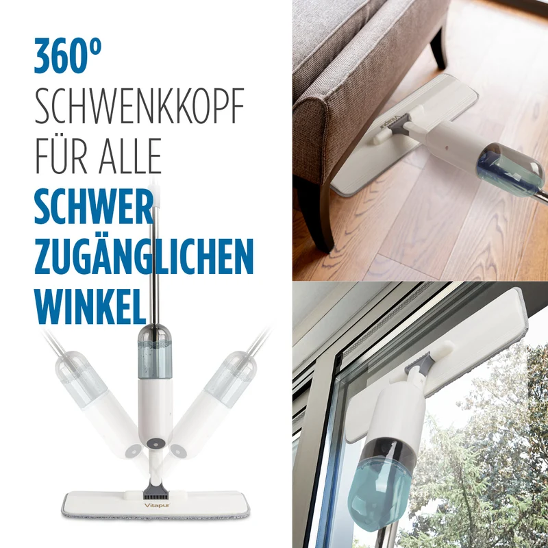 Wischer mit Sprühfunktion mit 2 Pads