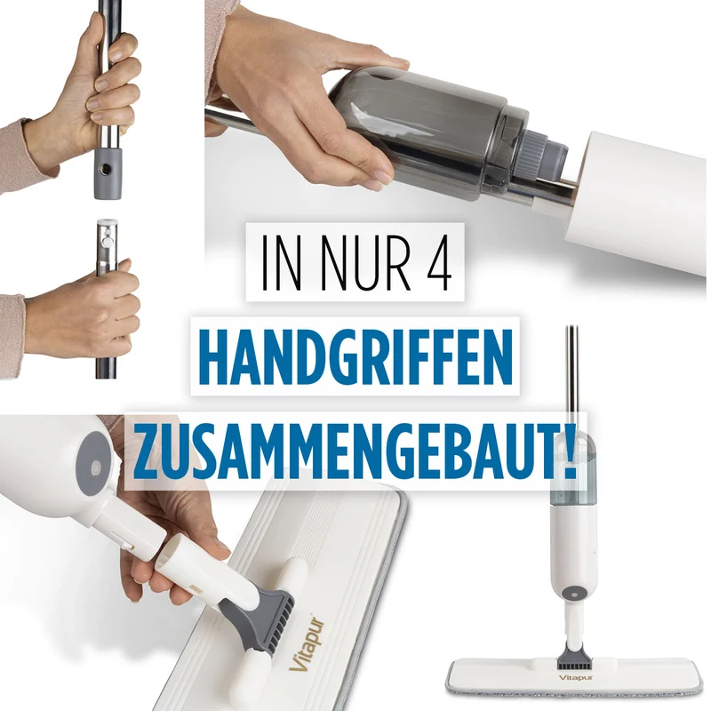 Wischer mit Sprühfunktion mit 2 Pads