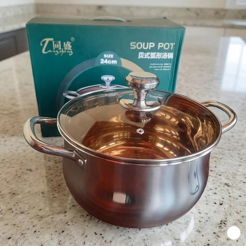 Stainless Steel Induction Bottom Stockpot with Glass Lid