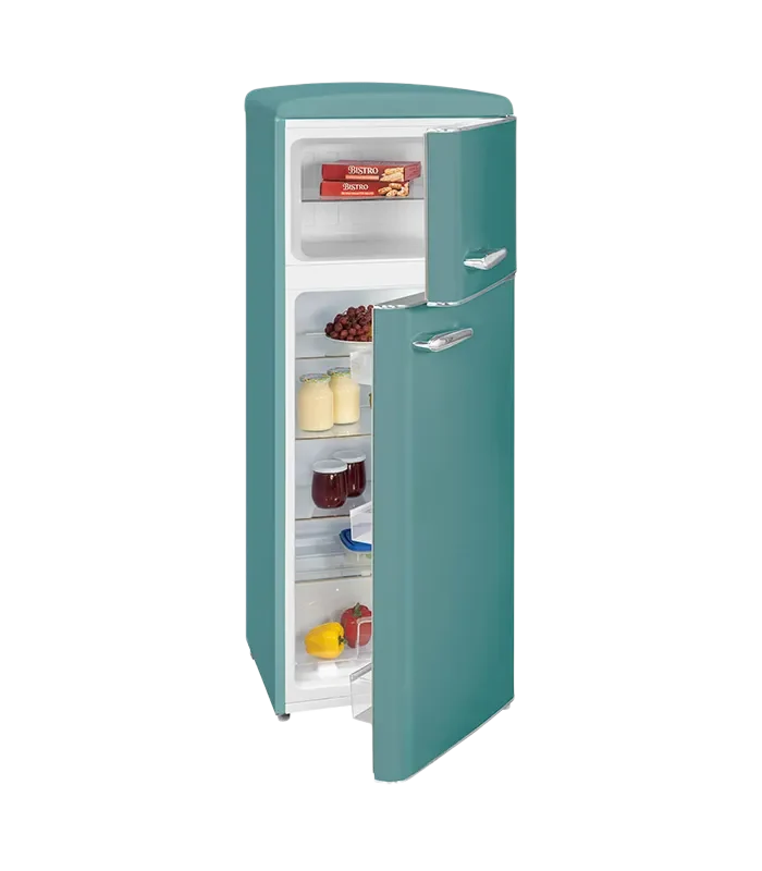 Exquisit RKGC270-45-H-160E Retro Kühl-Gefrier-Kombination 206L Taubenblau