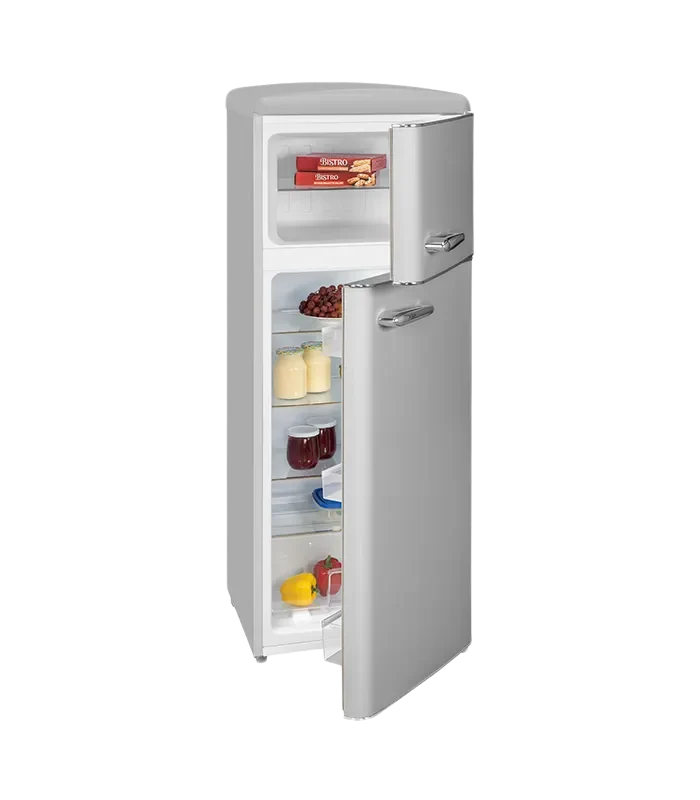 Exquisit RKGC270-45-H-160E Retro Kühl-Gefrier-Kombination 206L Grau