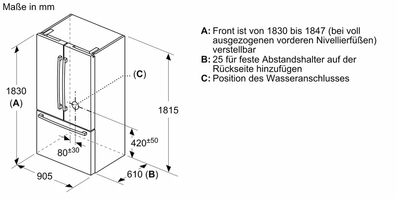 Bosch KFF96PIEP French Door Kühl-Gefrierkombination 605L Edelstahl NoFrost EEK E