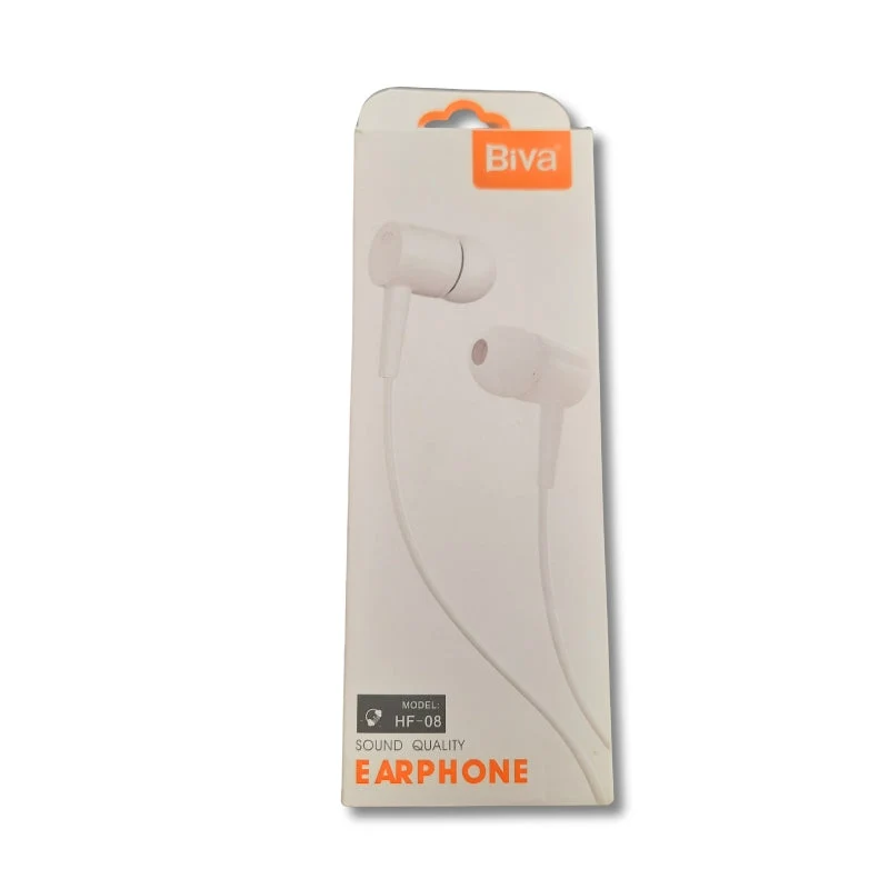 Biva HF-08 In-Ear Wired Headphones (3.5mm Earphones with Hands-Free Mic)
