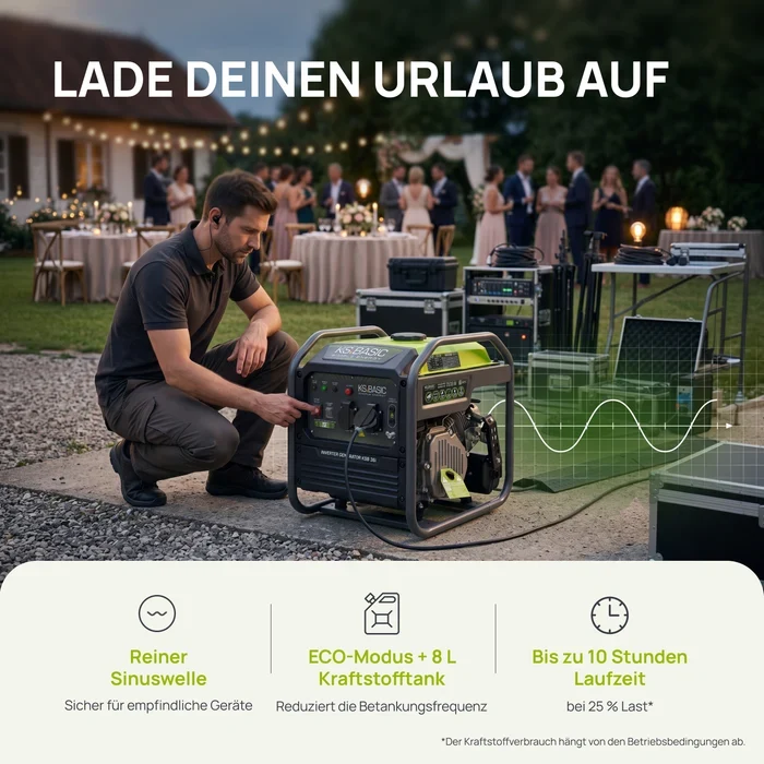 Neuheit: "Könner & Söhnen" Inverter-Generator KSB 36i 3.5kW Pnenn - Benzinmotor - 230V