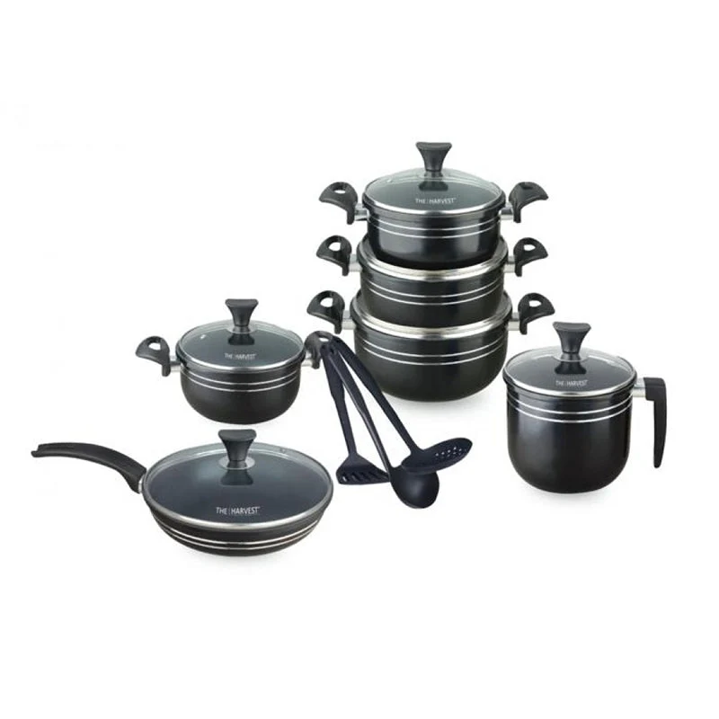 15 PCS Cookware Set Non Stick Black