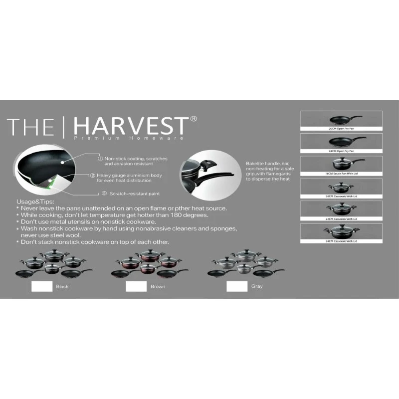 Harvest Cookware Set Non Stick 10 PCS