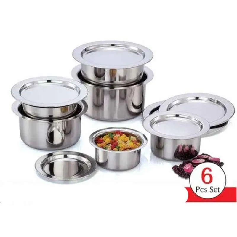 6 PCS Induction Base Stainless Steel Tope Set
