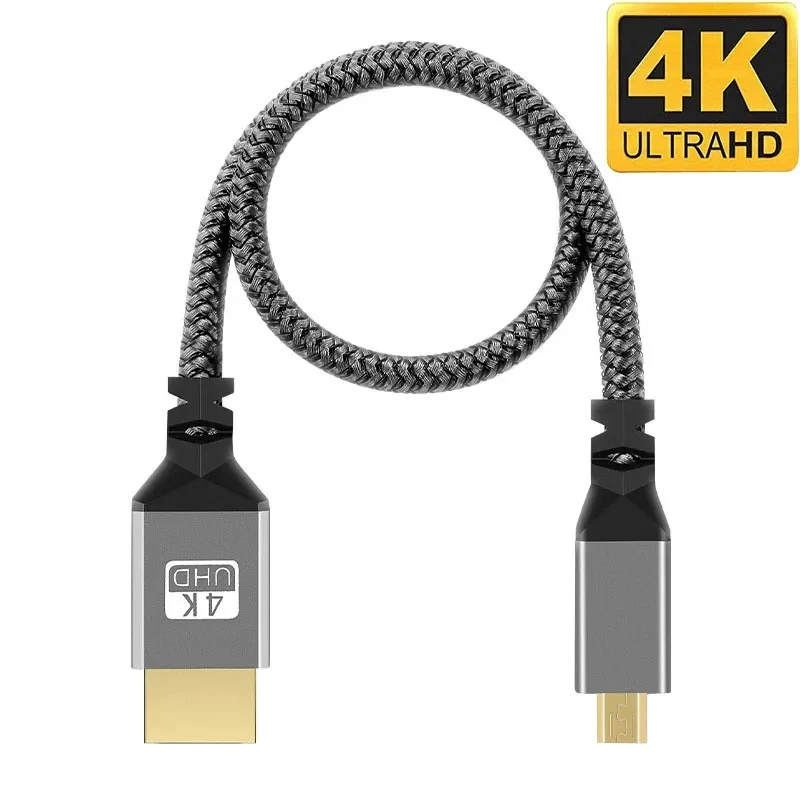 Micro HDMI to HDMI Nylon Braid Cable 1.5m