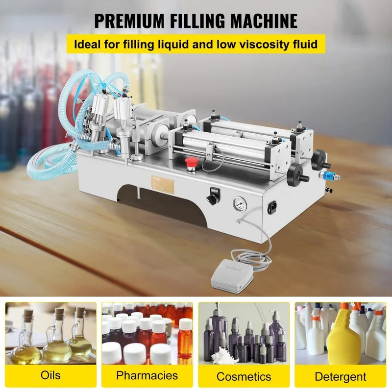 Füllmaschine 10W Flüssigkeitsabfüllmaschine 100-1000ML Doppelkopf Abfüller
