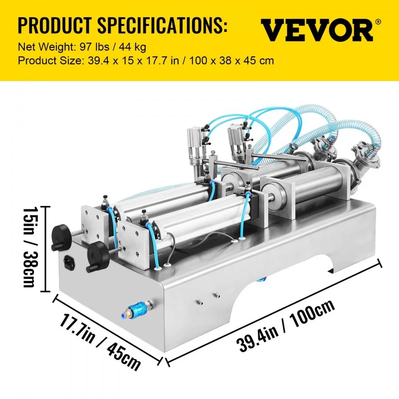 Füllmaschine 10W Flüssigkeitsabfüllmaschine 100-1000ML Doppelkopf Abfüller