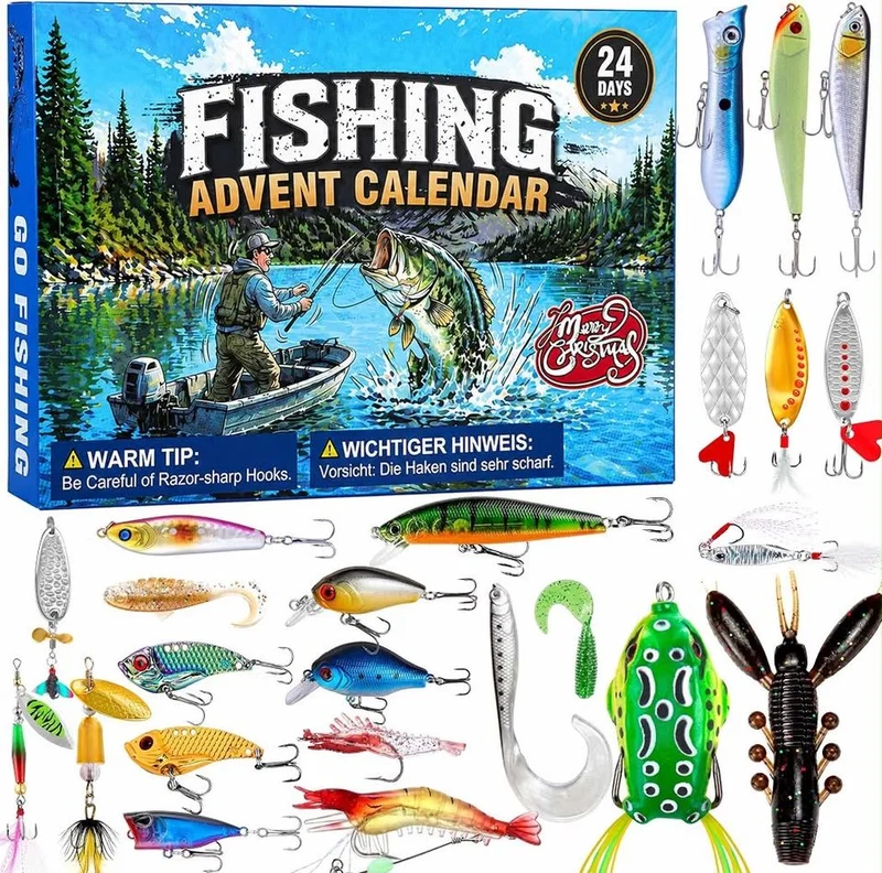 Adventskalender Angeln 24 Köder Weihnachtskalender Angelköder Barsch