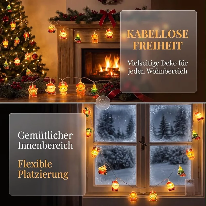 3m LED Lichterkette Weihnachten Figuren Batterie Deko