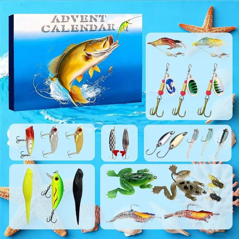 Adventskalender Angeln 24 Köder Weihnachtskalender Fischer Angelköder