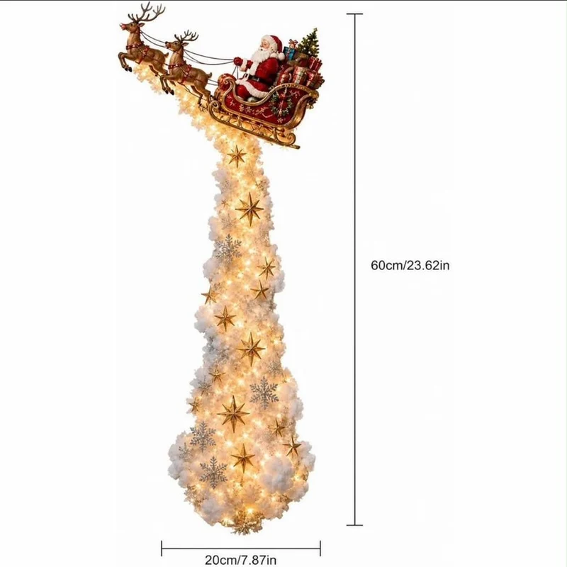 Weihnachts-Lichterkette Weihnachtsmann Schlitten LED Türdeko