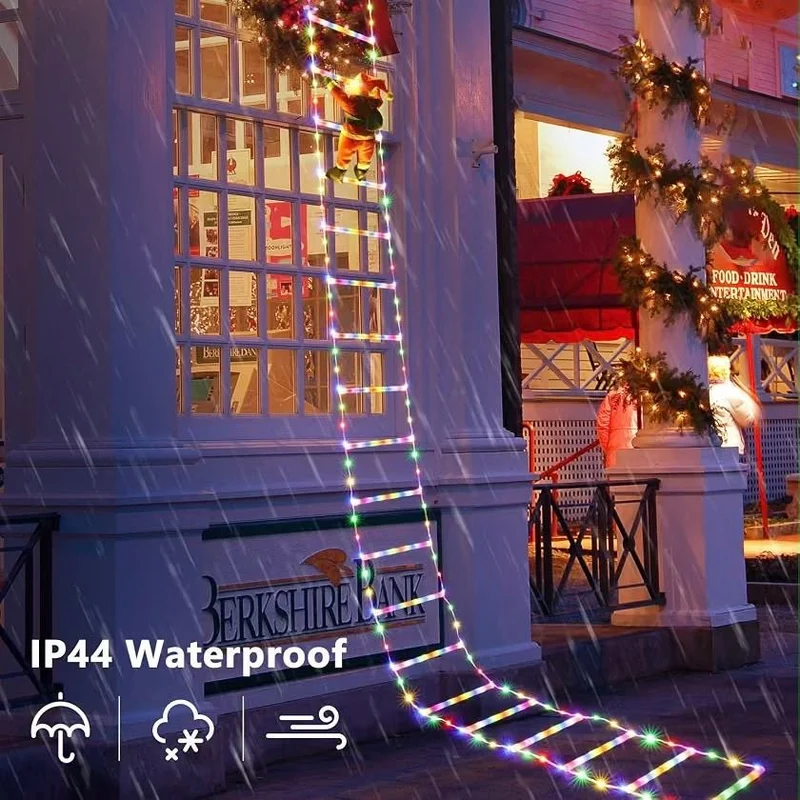 3m LED Weihnachtsleiter Lichterkette Weihnachtsmann Deko Timer