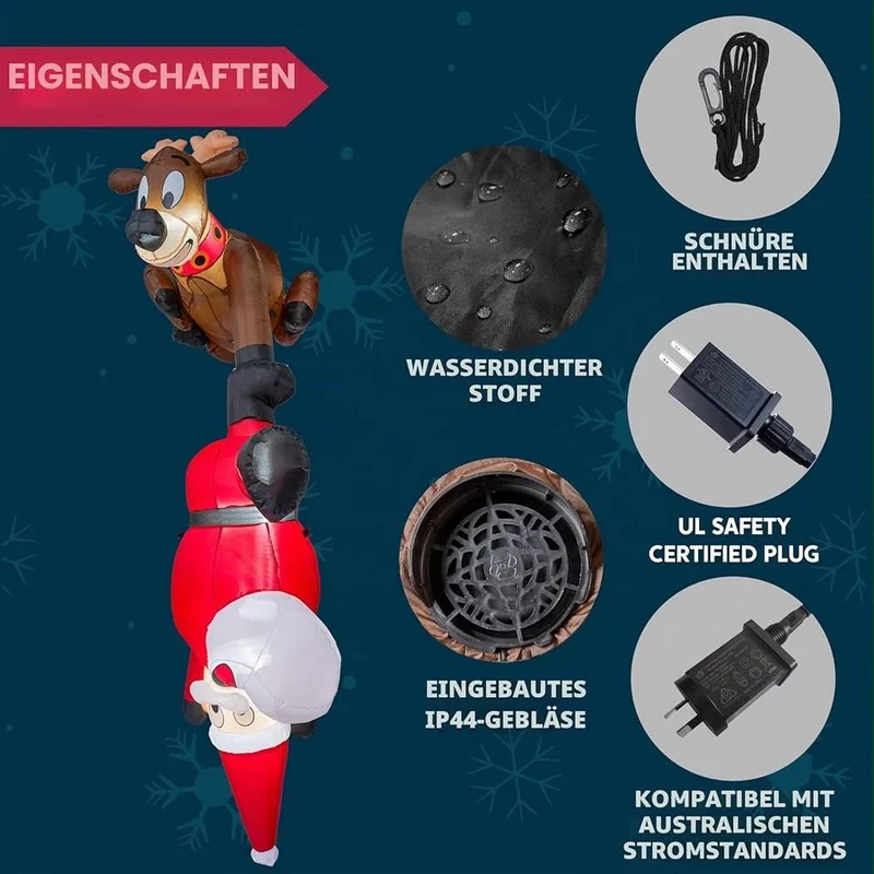 240cm Aufblasbare LED Weihnachtsdekoration Rentier Weihnachtsmann