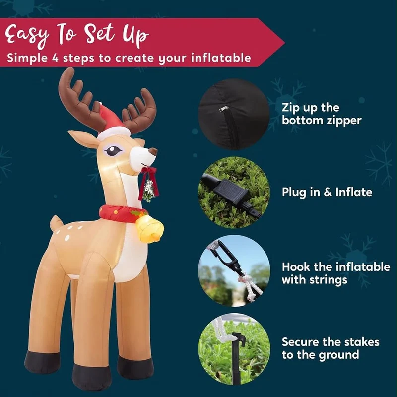 300cm Aufblasbares LED Rentier Riesige Weihnachtsdeko XXL Gartendeko