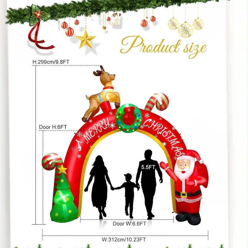 Aufblasbare Weihnachtsdekoration XXL 305cm LED Beleuchtet Weihnachtsmann
