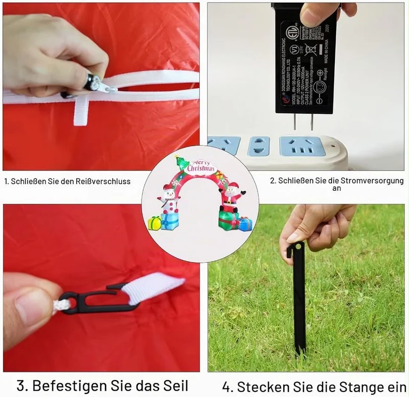 Aufblasbarer LED Weihnachtsbogen 380cm XXL Schneemann Weihnachtsdeko
