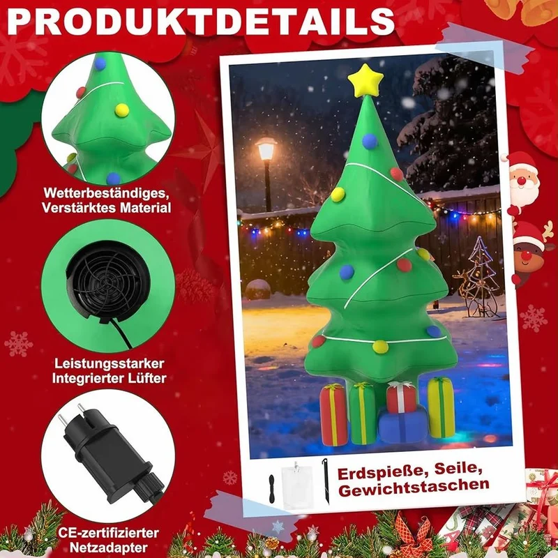 150cm Aufblasbarer Weihnachtsbaum LED Beleuchtung Weihnachtsdeko