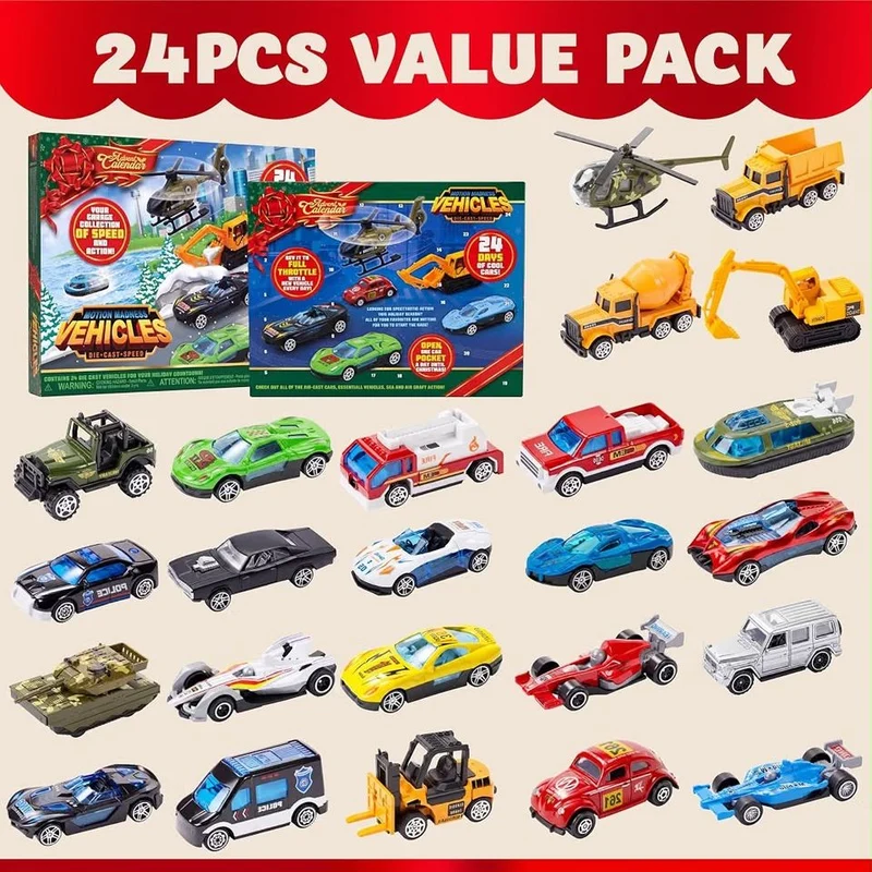 Adventskalender 24 Druckguss-Fahrzeuge Autos Spielzeug Weihnachten