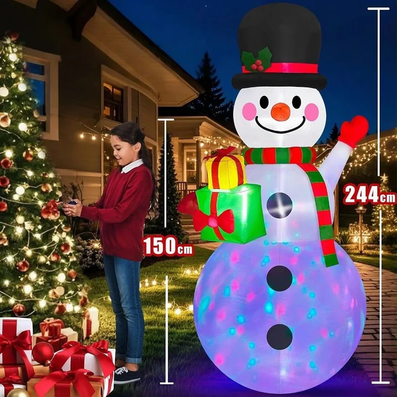 244cm LED Schneemann Aufblasbar Weihnachtsdeko Beleuchtet Garten XXL