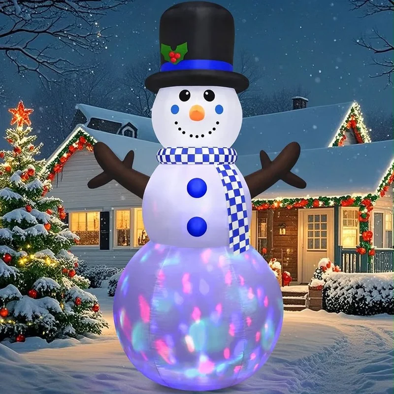 2,44m Aufblasbarer LED Schneemann Weihnachtsdeko Garten Farbwechsel XXL