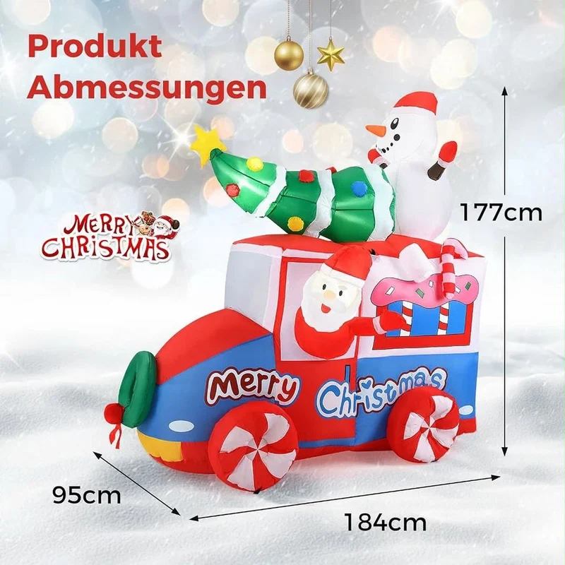 Aufblasbarer LED Weihnachtsmann Auto Schneemann Weihnachtsdeko