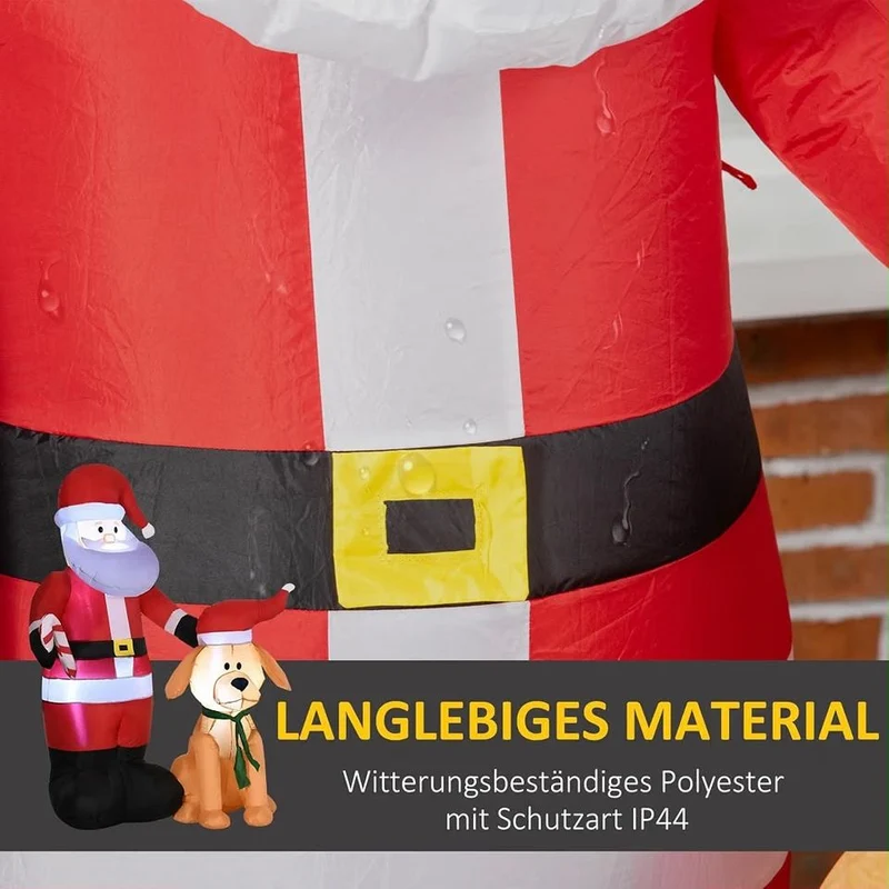 Aufblasbarer LED Weihnachtsmann Hund Weihnachtsdeko 157cm Außendeko