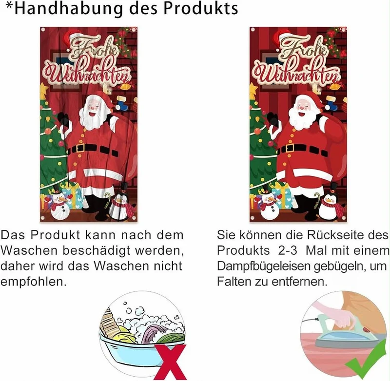 Weihnachtsbanner 90x180cm Frohe Weihnachten Partydeko Fotohintergrund