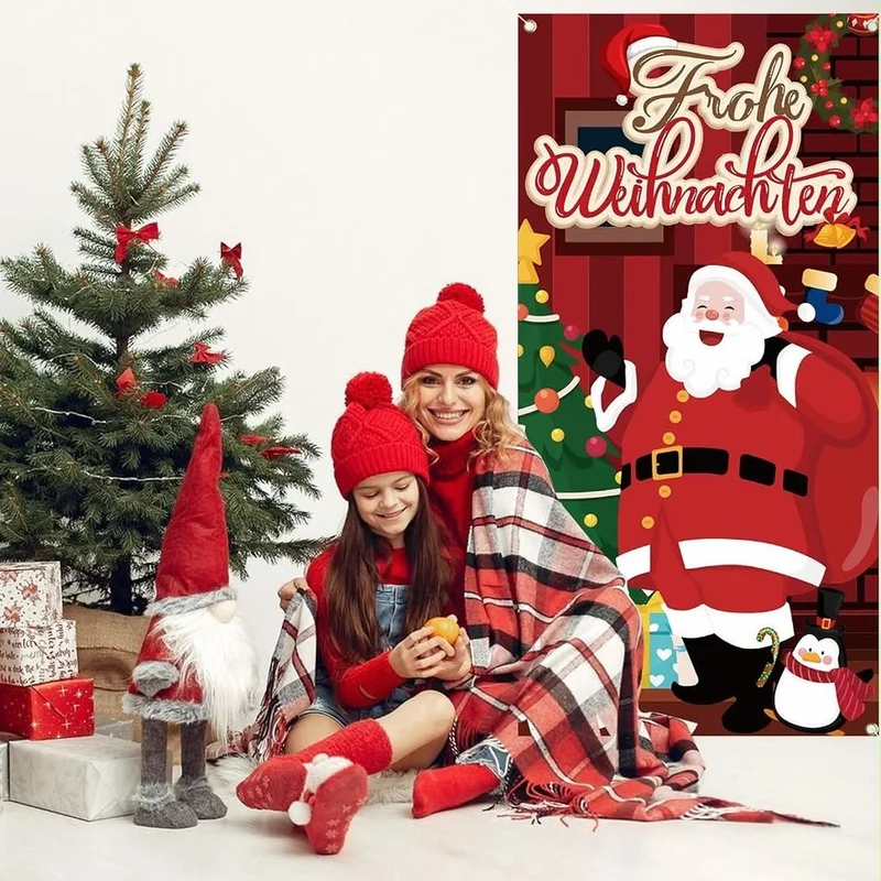 Weihnachtsbanner 90x180cm Frohe Weihnachten Partydeko Fotohintergrund