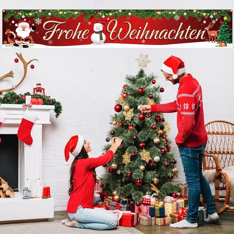 Weihnachtsbanner 300x50cm Frohe Weihnachten Deko Banner