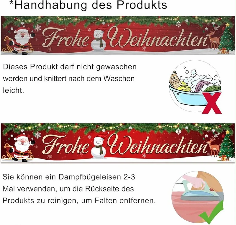Weihnachtsbanner 300x50cm Frohe Weihnachten Deko Banner
