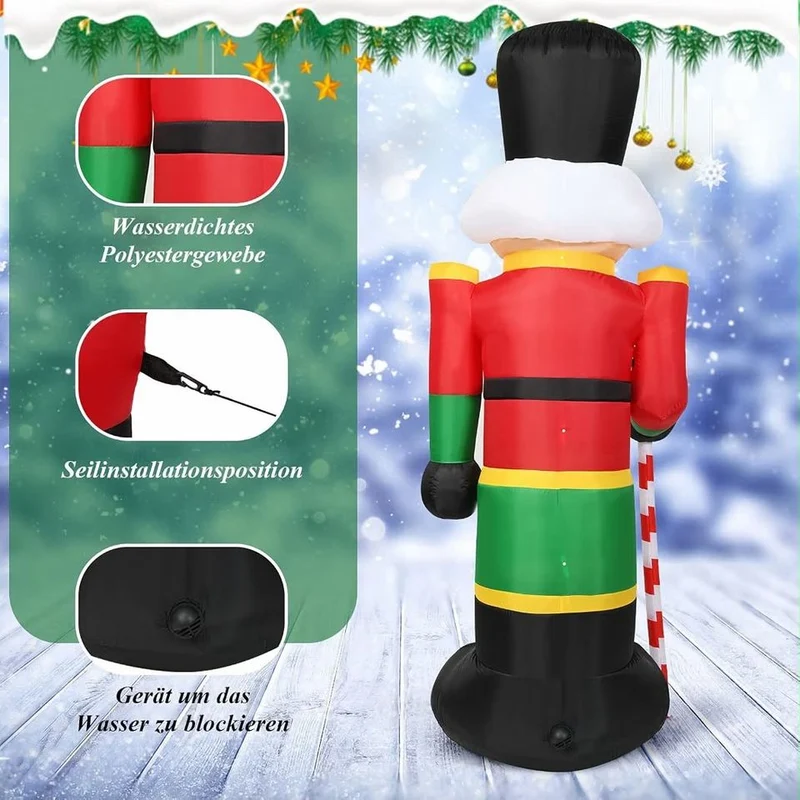 240cm Nussknacker Soldat Aufblasbar LED Beleuchtung Weihnachtsdekoration