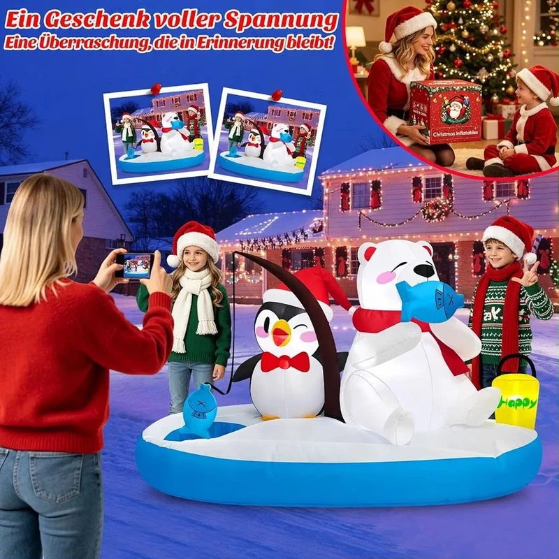 180cm Aufblasbare Weihnachtsdeko Eisbär Pinguin LED Beleuchtet
