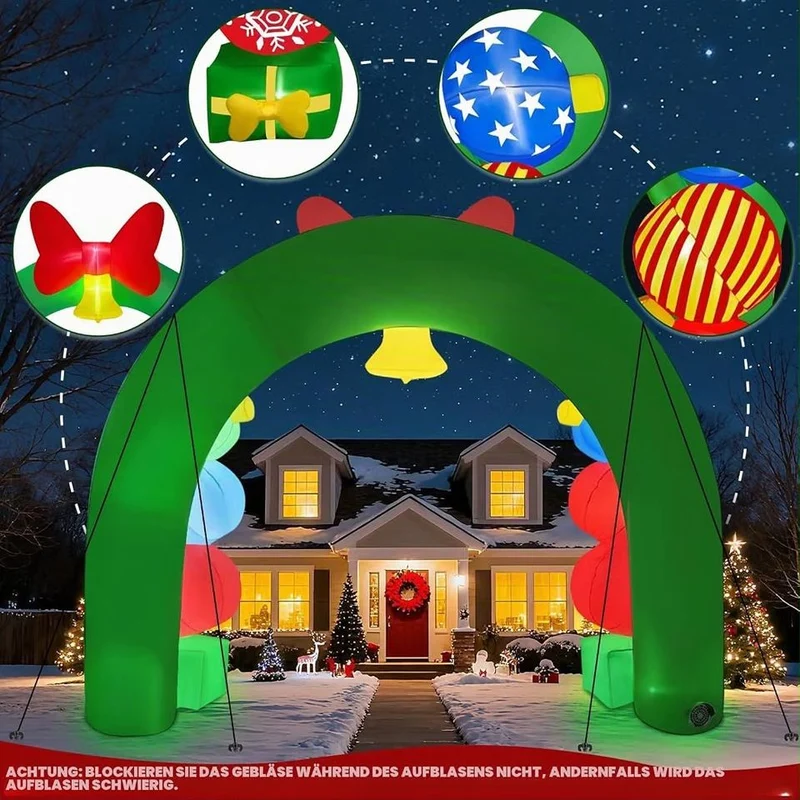 Aufblasbarer Torbogen Weihnachtsdeko LED Beleuchtet Dekoration