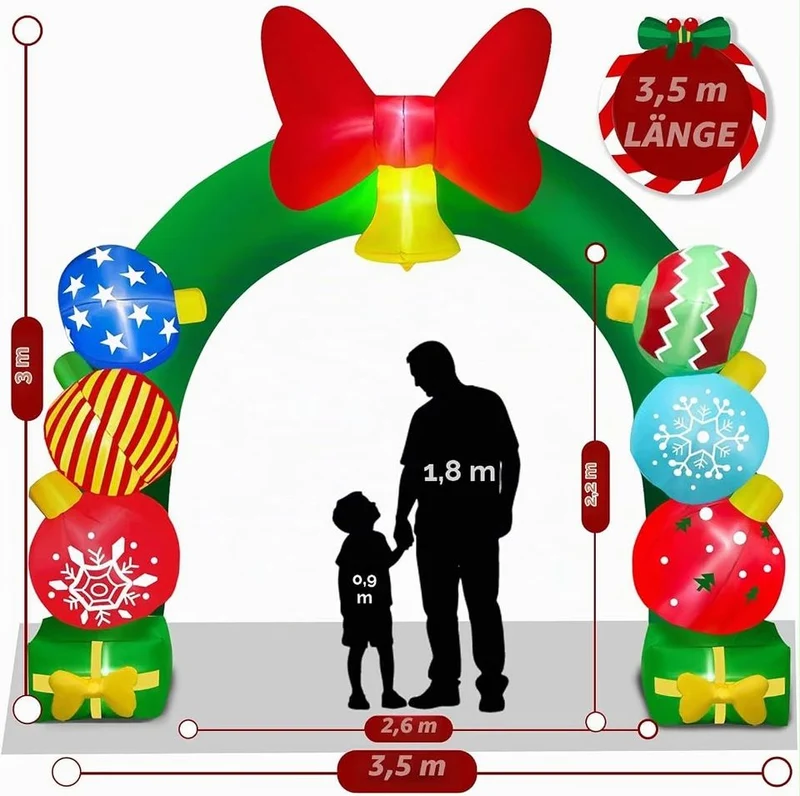 Aufblasbarer Torbogen Weihnachtsdeko LED Beleuchtet Dekoration
