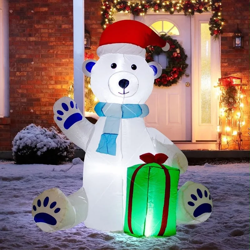 150cm Aufblasbare Eisbär Figur LED Beleuchtung Weihnachtsdeko