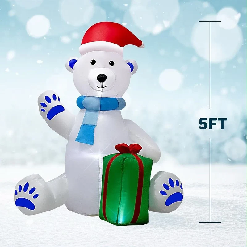 150cm Aufblasbare Eisbär Figur LED Beleuchtung Weihnachtsdeko