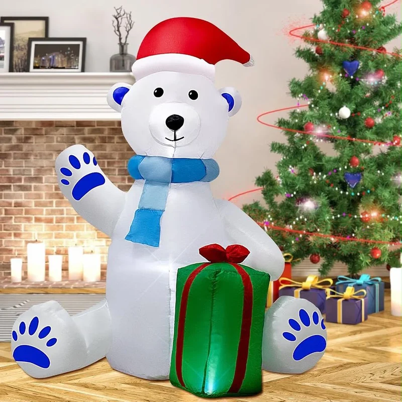 150cm Aufblasbare Eisbär Figur LED Beleuchtung Weihnachtsdeko