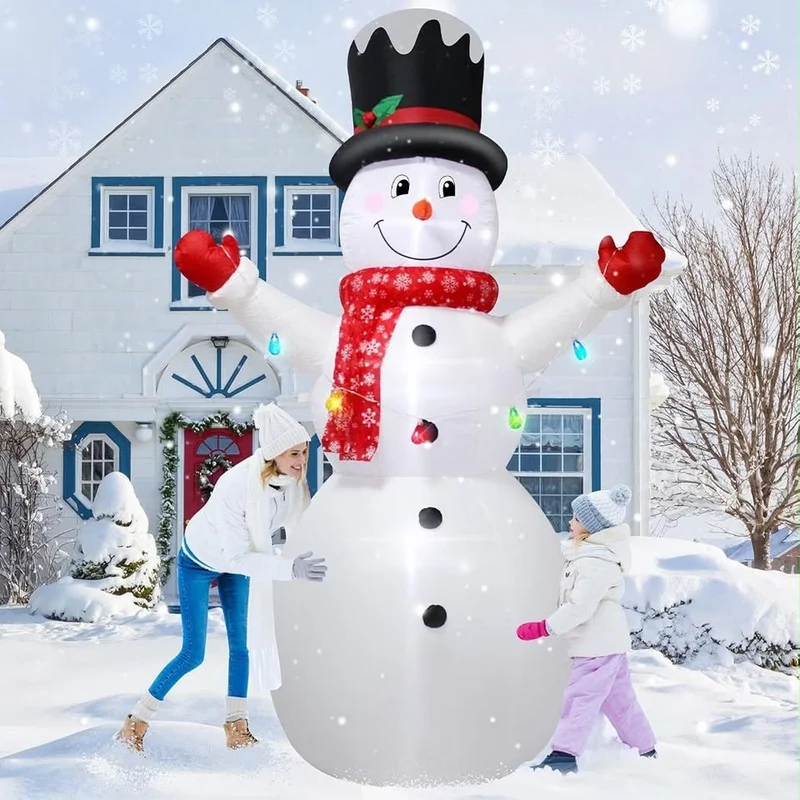 244cm Aufblasbare Schneemann Figur LED Beleuchtung Weihnachtsdekoration