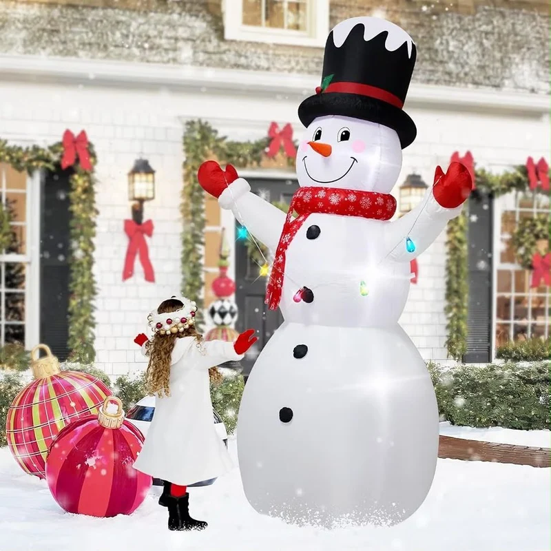 244cm Aufblasbare Schneemann Figur LED Beleuchtung Weihnachtsdekoration