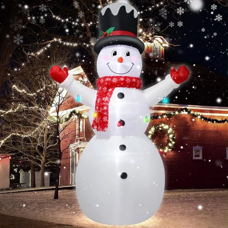 244cm Aufblasbare Schneemann Figur LED Beleuchtung Weihnachtsdekoration