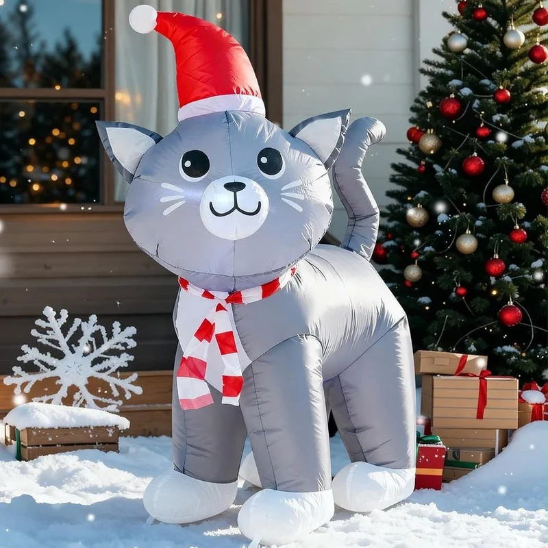 122cm Aufblasbare LED Katze Weihnachten Figur Dekoration