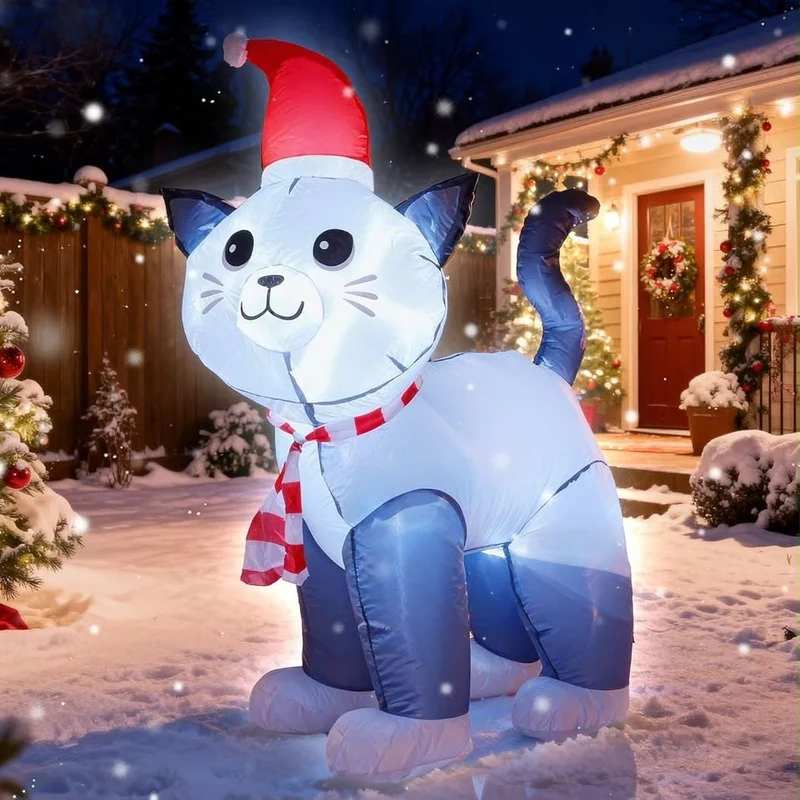 122cm Aufblasbare LED Katze Weihnachten Figur Dekoration