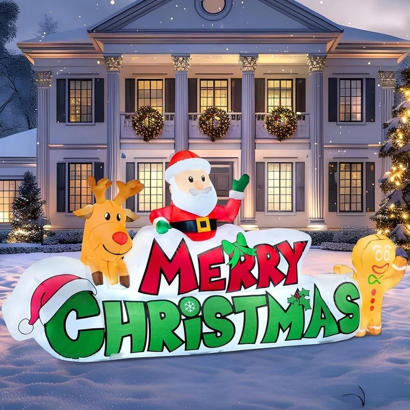 Aufblasbares Merry Christmas Banner 250cm LED Beleuchtung Weihnachten